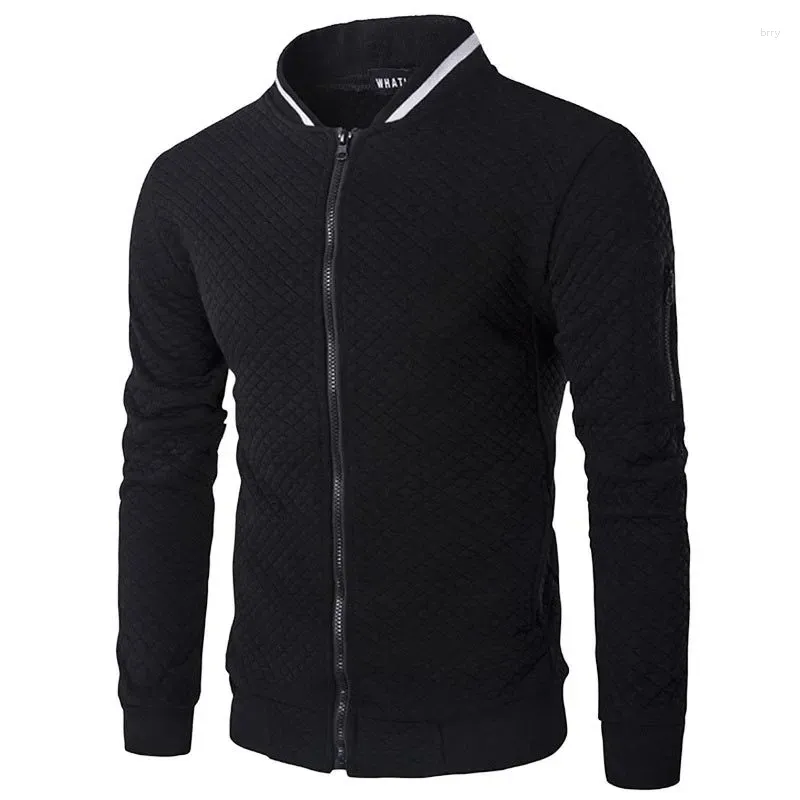 Men's Jackets Casual Plaid Cardigan With Plush Zipper Sweatshirt Stand Collar Jacket Slim Fitting Long Sleeved Street Fashion Business J