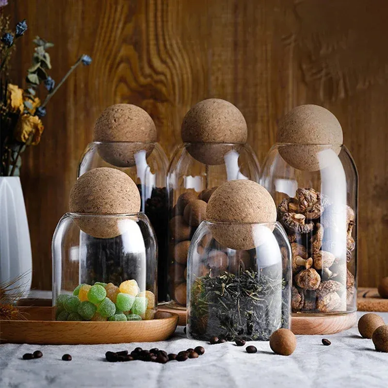 Clear Glass Food Storage Jar With Cork Lid Airtight... From Daye10, $9. ...