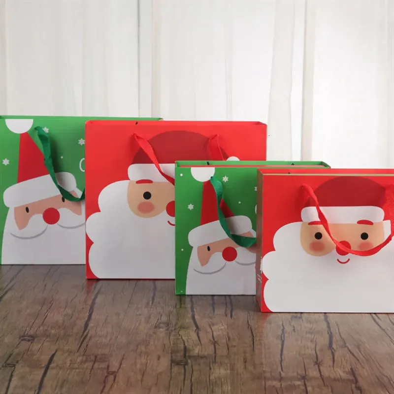 Present Wrap 10 Pieces/Lot Christmas Korean Present Bag Cartoon Christmas Tygväska stor storlek Jul Eve Paper Bag 31x12x27cm 231214