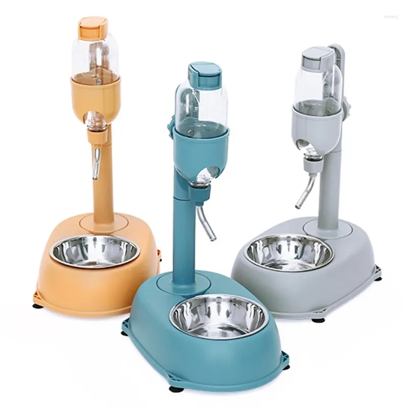 Dog Bowls Anti-tip Bowl With Drinking Water Bottle Plastic Automatic Dispenser Feeder Hanging Kettle Cat Food Container Pet Supplies