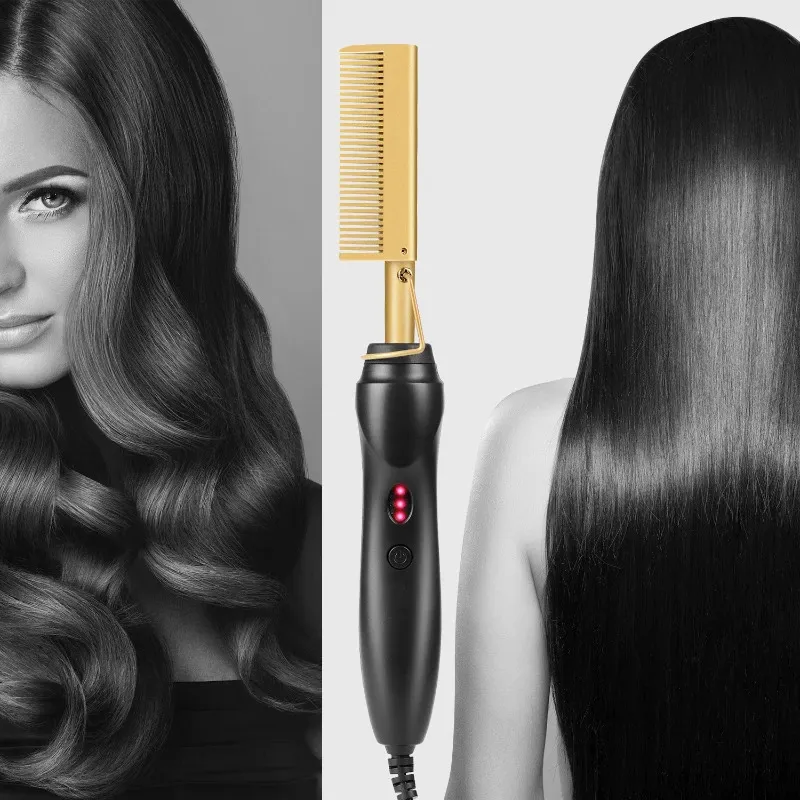 Hair Straighteners 2 in 1 Heating Comb Hair Straightener Flat Irons Straightening Brush Hair Styler Corrugation Curling Iron Hair Curler Comb 231213