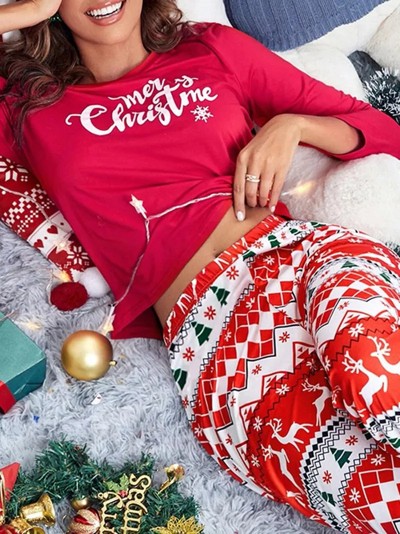 Pyjamas En Coton Pour Femmes Ensemble De Vetements De Nuit Joyeux Noel Pantalons Longs En Treillis Imprimes De Noel Grande Taille Du 23 33 DHgate