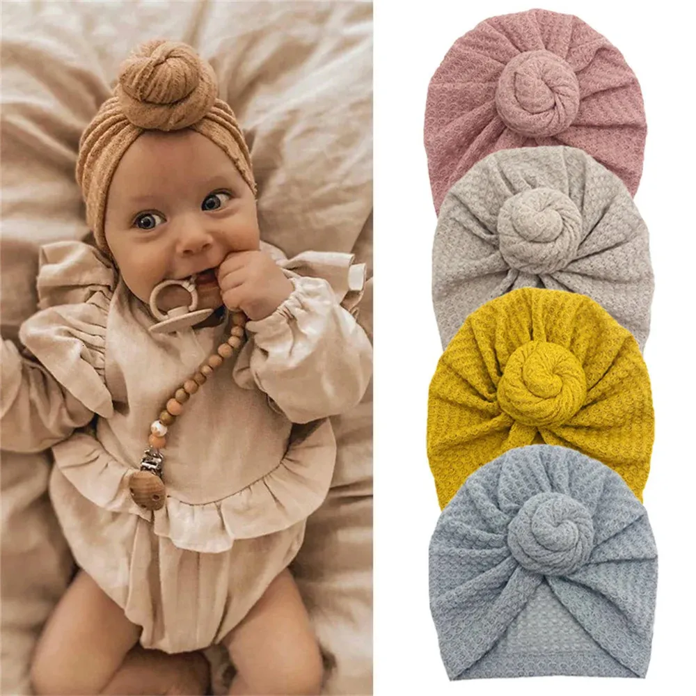 CAPS HATS Solid Donut Turban Baby Girl Cap Winter Warm Infant Hat Elastic Child Born Head Wraps Turbans pannband Babyhårtillbehör 231214