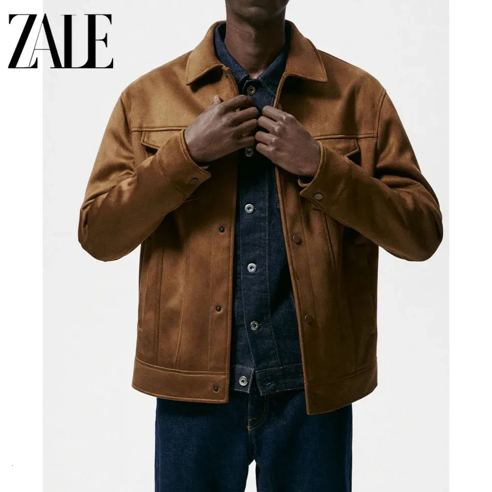 Jackets masculinos Zale 2023 Jaqueta de camurça de outono Solid Color Lapel Fashion Street Casaco de alta qualidade Handsome Casual 231214