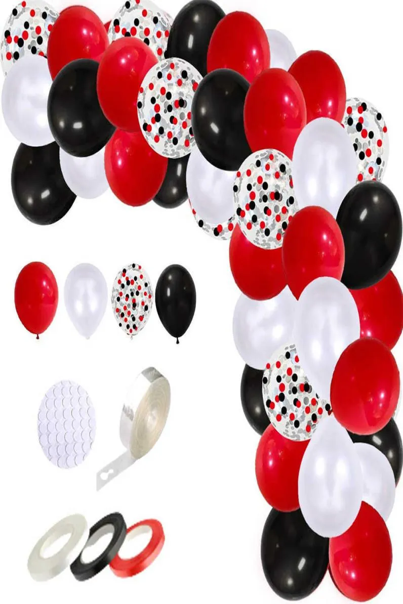 109PCSLOT Circus Ballons d'anniversaire Arch Garland Kit Black Blanc Blanc Balloons Confetti Ballons d'anniversaire Décoration de fête Y09296494120