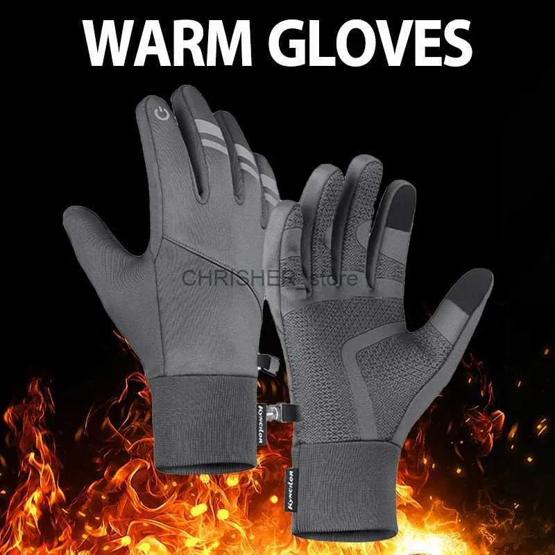 Gants de sport Nouveaux Sports d'hiver Plus gants chauds en velours pour hommes et femmes écran tactile Ski cyclisme vélo équitation gants d'extérieur résistants au froid L23118