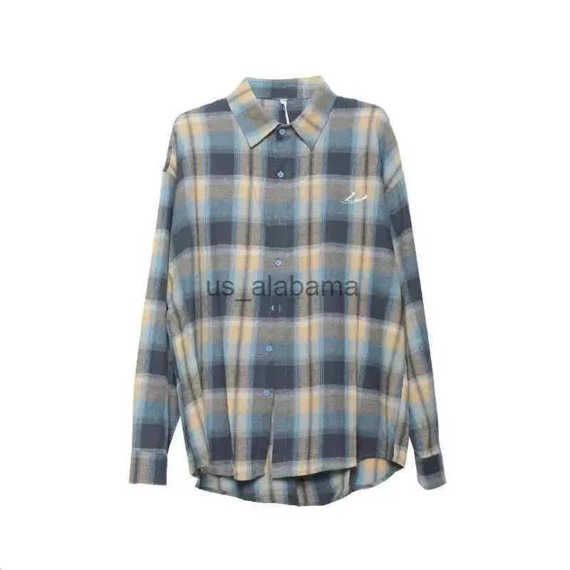 Women's Blouses Shirts EBAIHUI American Retro Plaid Women's Shirt Lazy Korean Casual Versatile Ladies Blouse Autumn Oversized Work Long Sleeve Blusas YQ231214