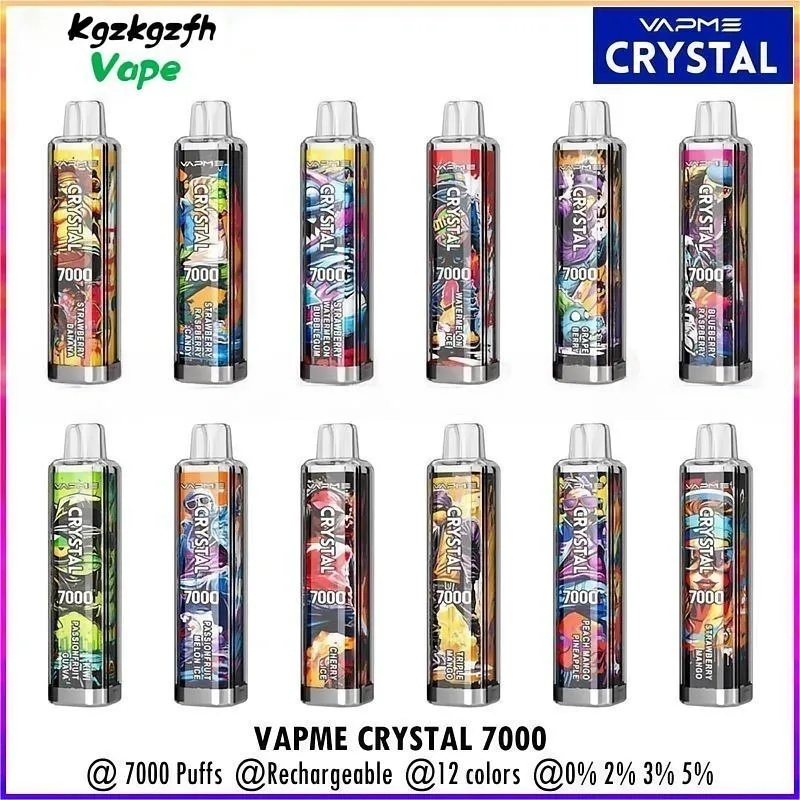 Autentyczny VAPME Crystal 7000 Puffs Djechybe Vape do ładowania E papieros 650 mAh Prefilled 14 ml PODS CARTS Cewka Mesh Cewka Vape Pen