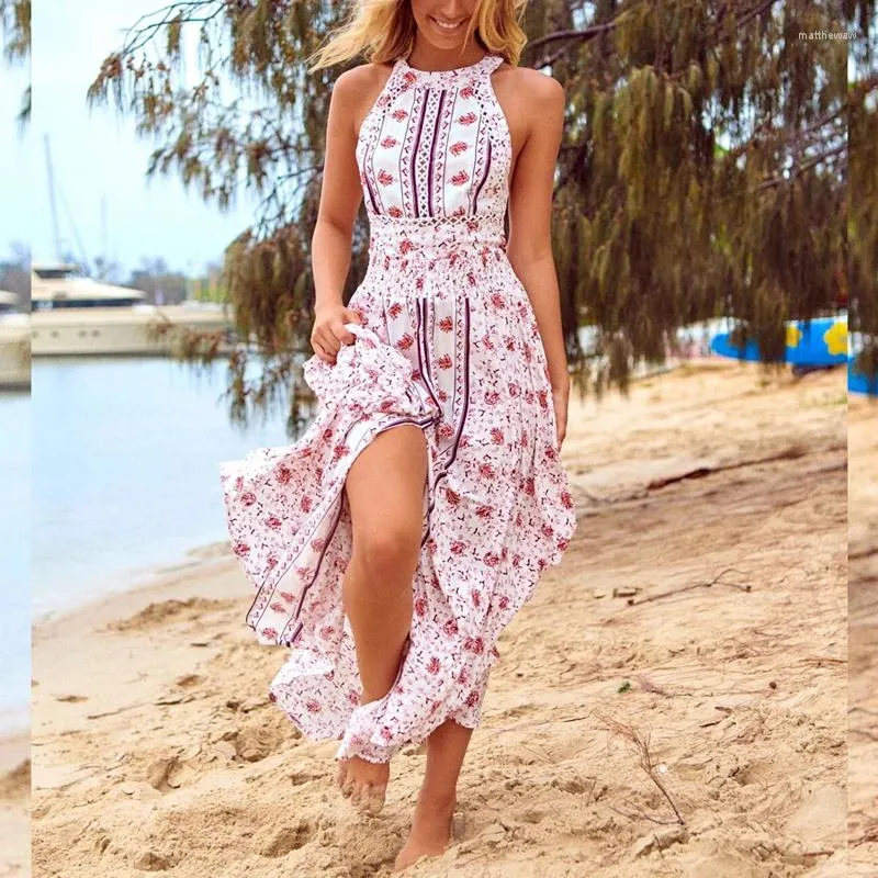 Long Backless Party Maxi Floral Sundress Beach Dresses Boho Women