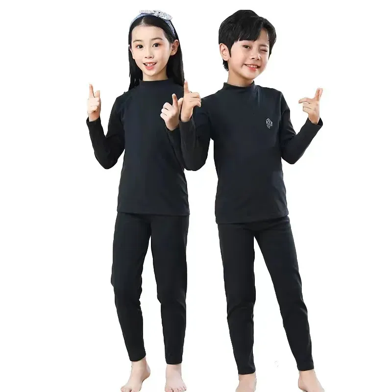 Clothing Sets Autumn Winter Thermal Underwear Suit Girls Boys Pajama Baby No Trace Warm Sleepwear Candy Colors Kids Clothes 231214