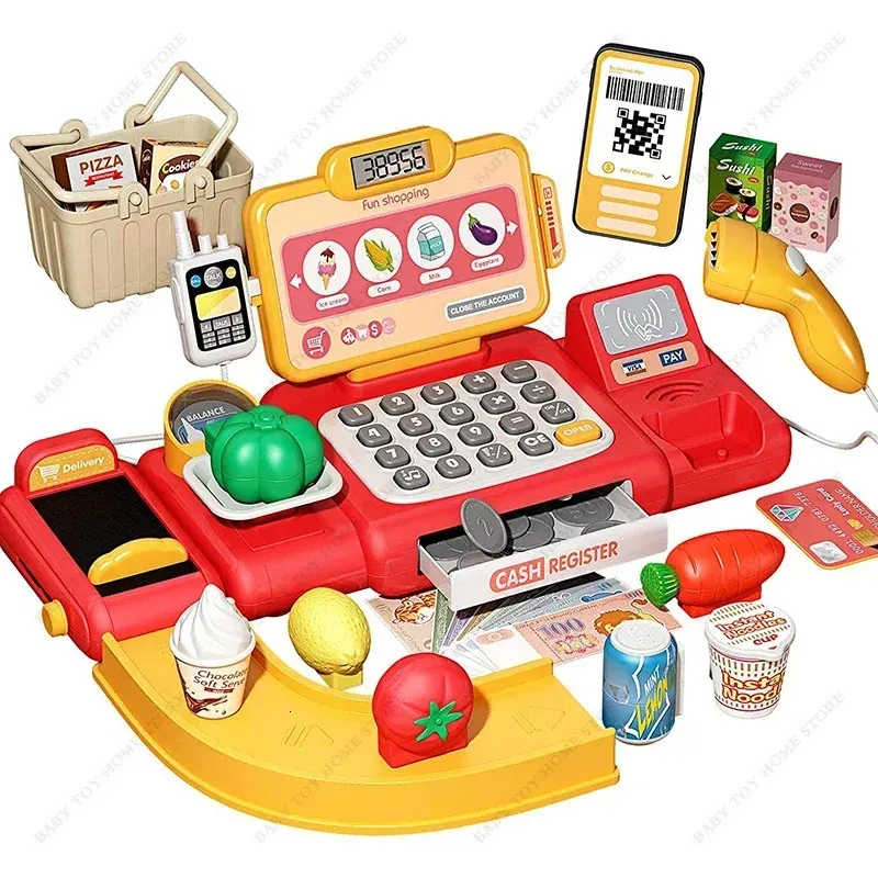 Tools Workshop Supermarket Cash Register Toys Pretend Shopping Intelligent Recognition Simulation Toy 231214