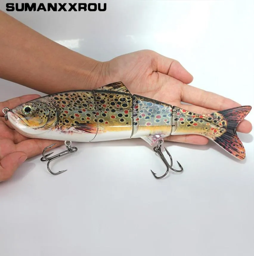 25cm multiarticulado enorme mar isca de pesca ganchos grande isca swimbait baixo norther pike almiscarado gancho realista cauda vermelha 3d olho t2 t1910204559202