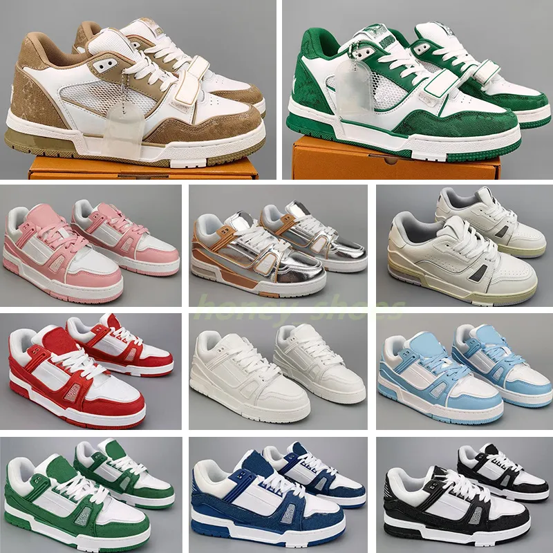 2024 Designer Trainer Sneakers Chaussures d?contract?es Preto Homens de femme Plateforme Moda Low Top Sapato Vermelho Verde Cuir Borracha Andando Ao Ar Livre 36-45 H14