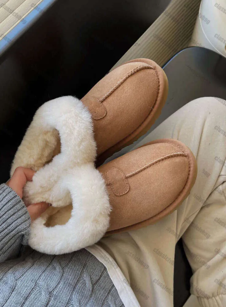 Tasman 1ugglie-05 terlik Kestane kürk slaytlar koyun derisi shearling tazz yeni katırlar kadın erkekler ultra mini platform bot slip-on ayakkabı süet üst konfor