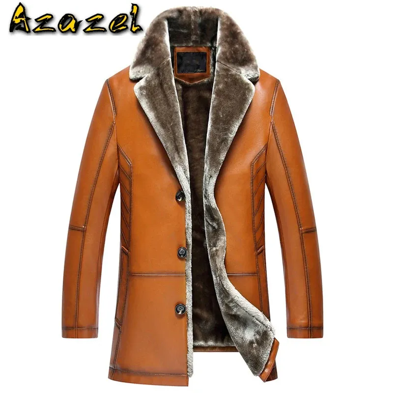 Męska futro sztuczna kurtka zimowa prawdziwa skóra dla mężczyzn 6xl Street Mens płaszcz Suszący aksamitne Rosy Trench Coats Streetwear 231213