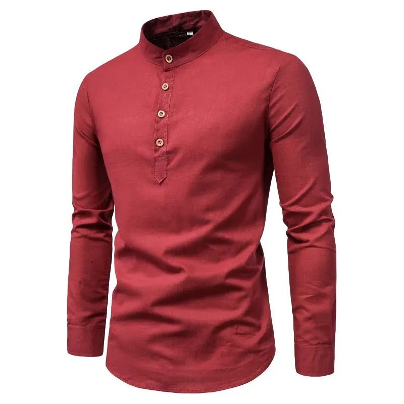 Camisas de vestido masculinas Casual Camisa Formal Linho Manga Longa Blusas Masculinas Slim Social Business Top Elegante para Homem Roupas 231213