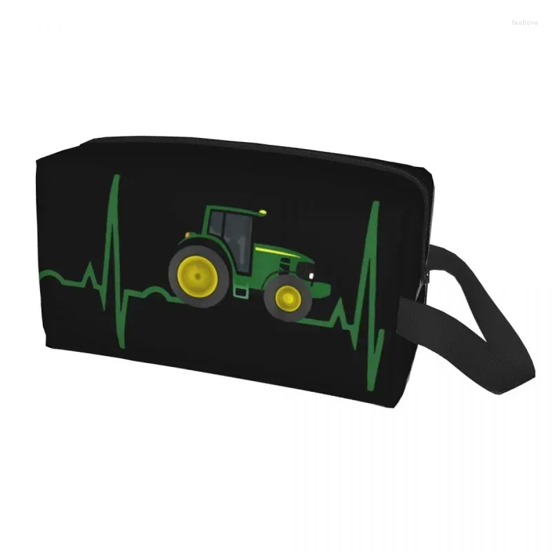 Cosmetic Bags Tractor Heartbeat Makeup Bag For Women Travel Organizer Cute Storage Toiletry