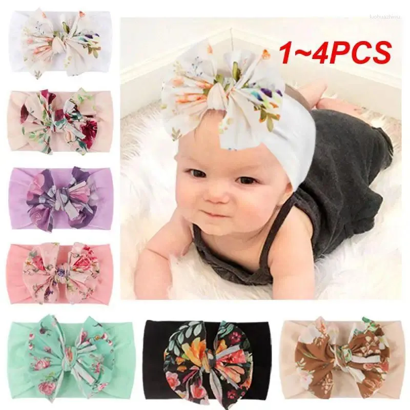 Accessoires de cheveux 1-4 pièces 7 couleurs bohême élastique imprimé enfants bandeau pour fille doux né bandeau mignon noeud en Nylon infantile