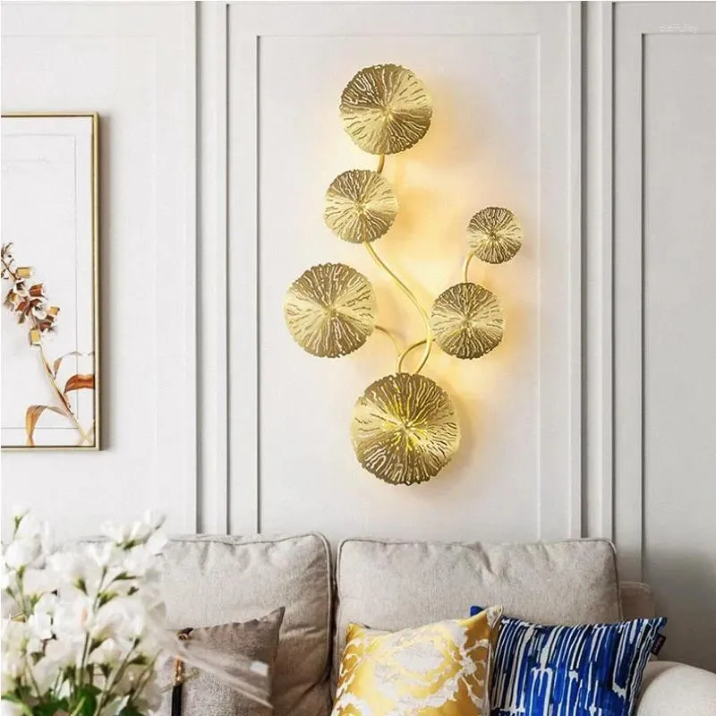 Wandlampen Blaker G4 Lampen Koper Led Glans Goud Lotusblad Interieur Licht Vintage Retro Nachtkastje Woonkamer Art Decor Thuis lamp