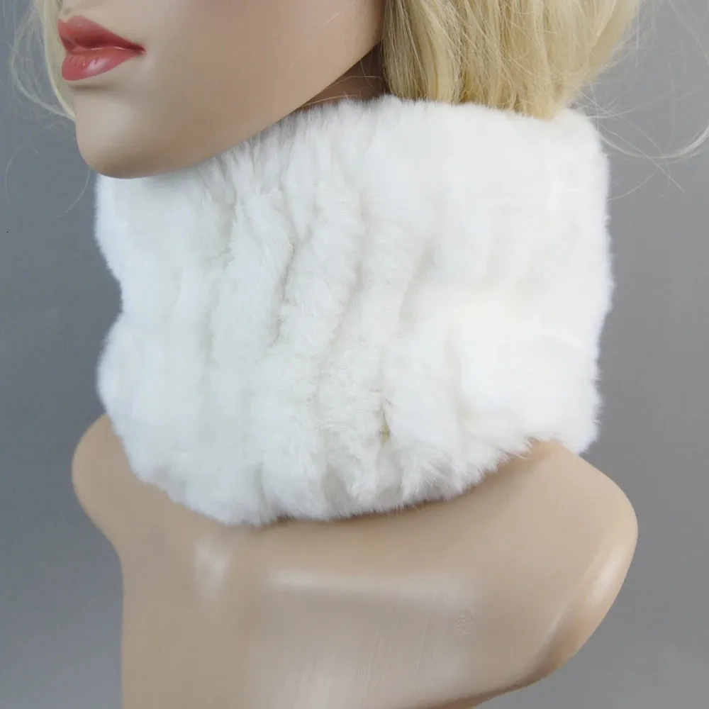 Women Real Rex Rabbit Fur Scarf Knitted Headbands Neck Warm