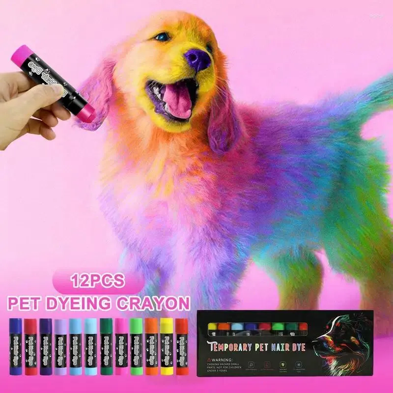 Hundkläder husdjur hårfärgning päls färg för olika skötsel 12 färger tvättbara säkra husdjur tillfälliga målning pennor