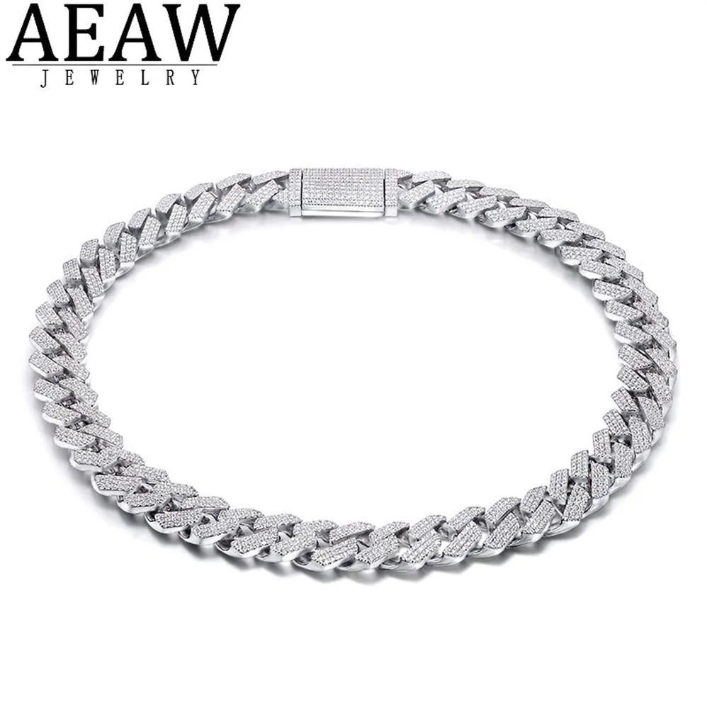 AEAW 18 pollici 925 Sterling Silver Impostazione Iced Out Moissanite Diamante Hip Hop Catena a maglia cubana Miami Collana Gioielli per Uomo X050242U