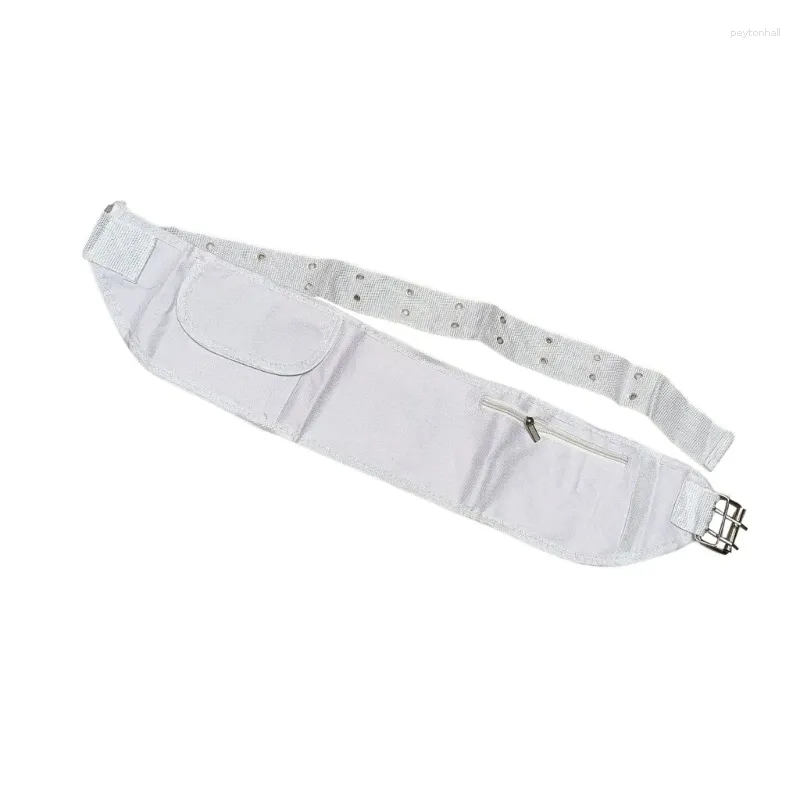 Ceintures taille cloutée pour pantalons en jean ceinture large extensible ceinture arabe Fanny Pack sac blanc Cowboy