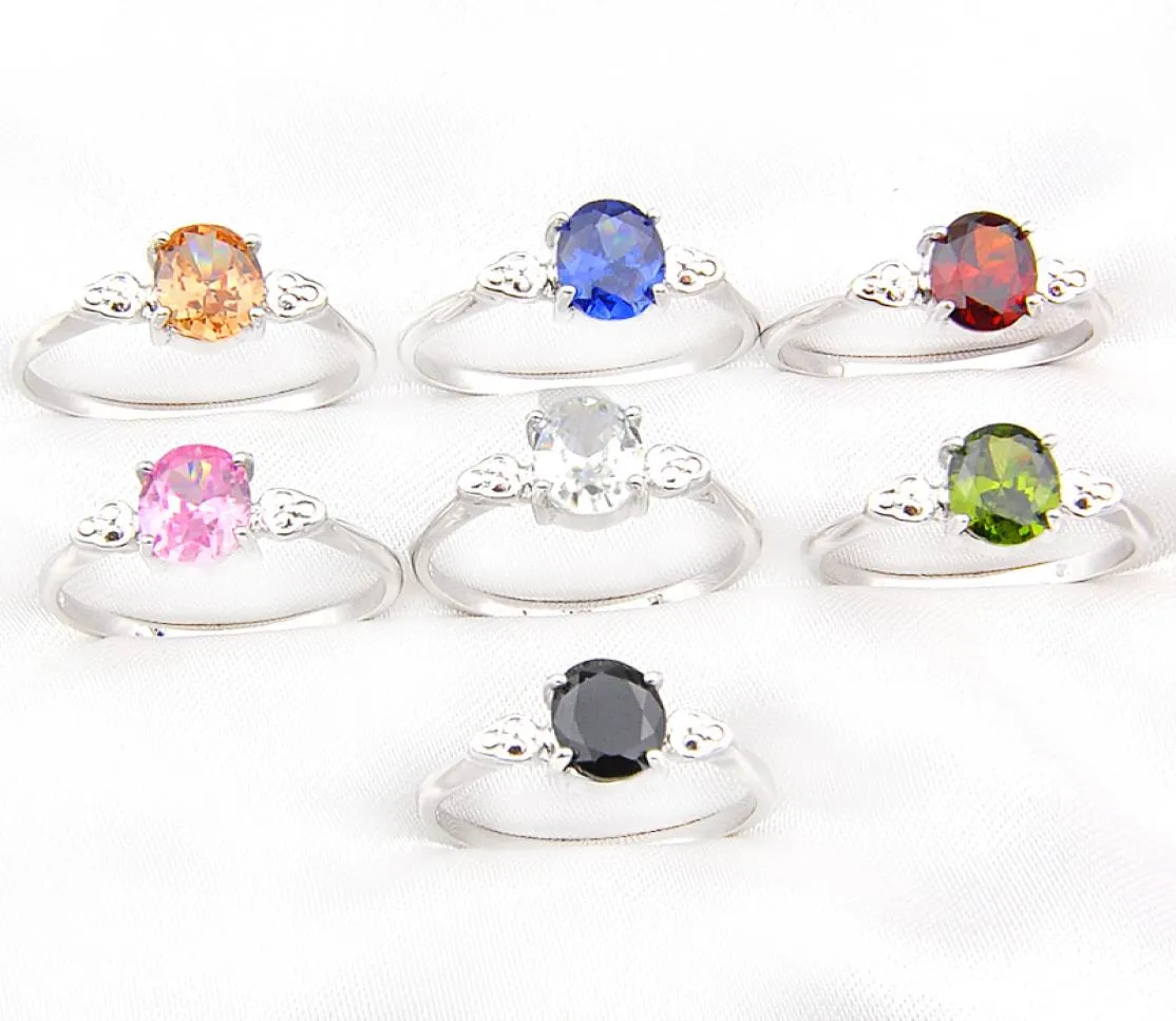 Luckyshine New Trendy 5 Pcs Mix Color Wedding Bridal Gift Crystal Rings 925 Silver Colored Zircon Elegant For Women039s Rings J3564861