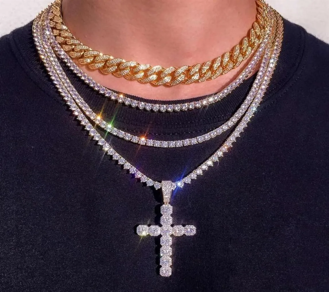 KRKC Custom CZ Tennis Jewelry Choker Set Men Women Rhodium Gold