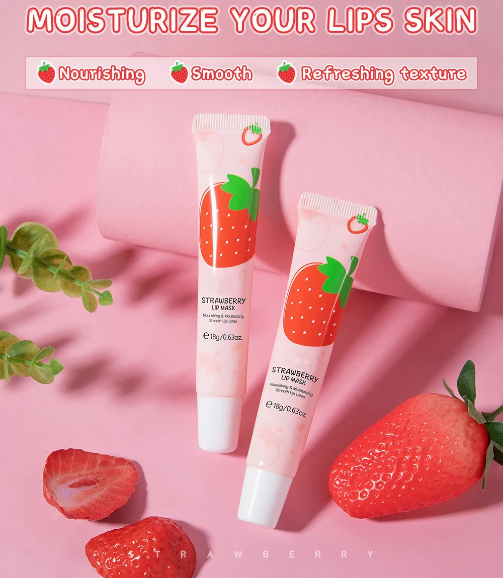 Langdurig hydraterend lipmasker Voedende lipverzorging Make-up Aardbeienlippenbalsem Hydraterende verfrissende textuur Gemakkelijk te gebruiken Lip Tint