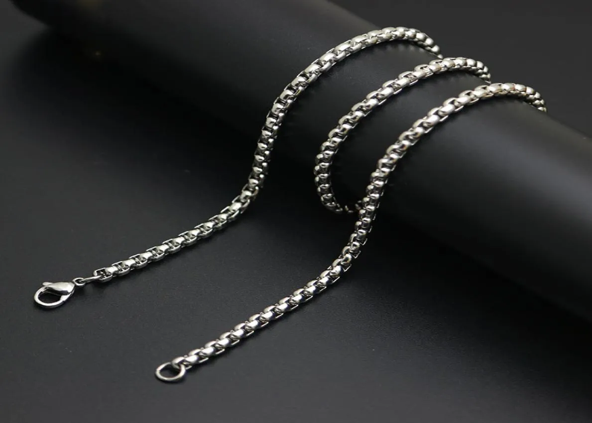 10pcs 25mm Stainless Steel box Necklace Chain For women men locket pendant7911933