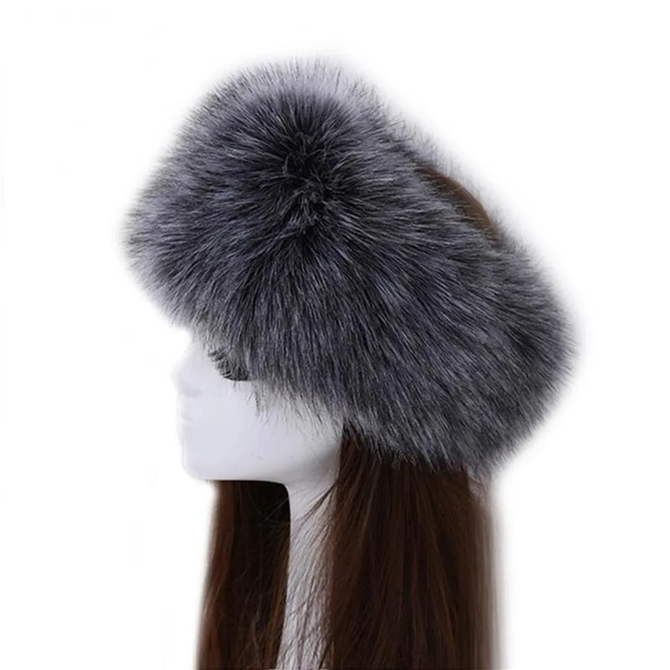 Cerchio di capelli spessi di volpe invernale Cappello russo Fascia soffice Fascia di pelliccia femminile Fascia pelosa Copricapo largo Accessori per cappelli da sci 210247h