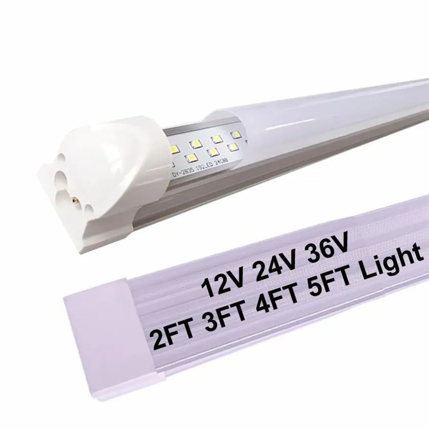 12V 24V 36V 5FT LED 튜브 내부 조명 바 2ft 3ft 4ft 5ft 5ft 5ft 5ft DC 12 볼트 LED 스트립 라이트를 동봉 된화물 트레일러 자동차 RV VAN TR233J