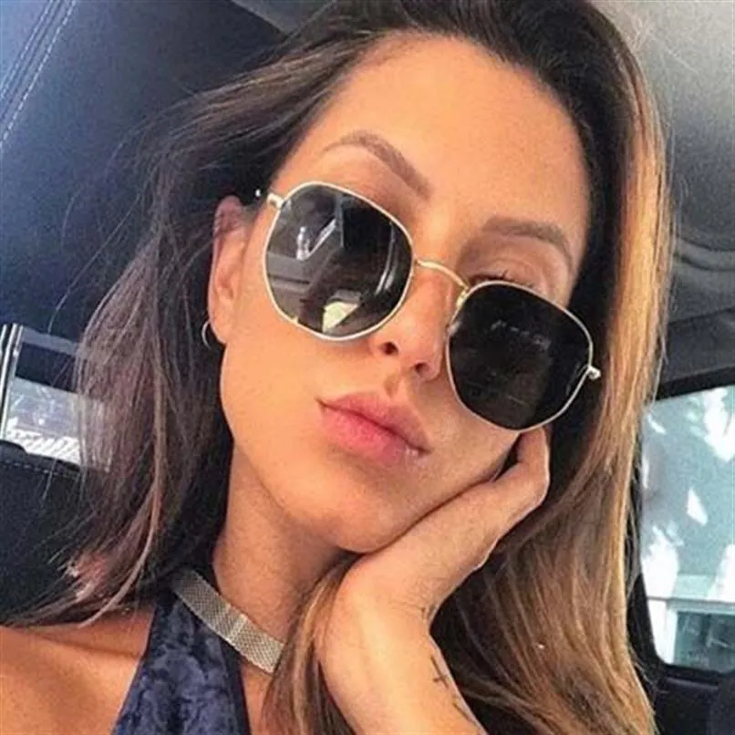 Fashion Family Sunglasses Women Mężczyznę Vintage projektantki sześciokątne okulary przeciwsłoneczne lustrzane okulary UV400 dla kobiet z przypadkami294c