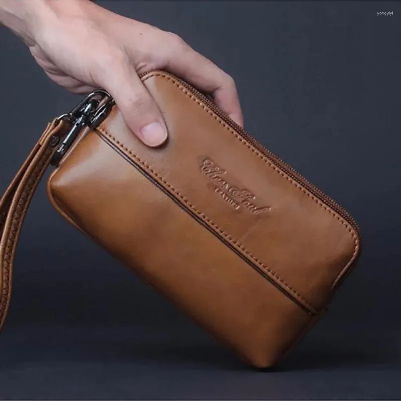 Wallets Genuine Leather Men Clutch Belt Waist Fanny Pack Bags