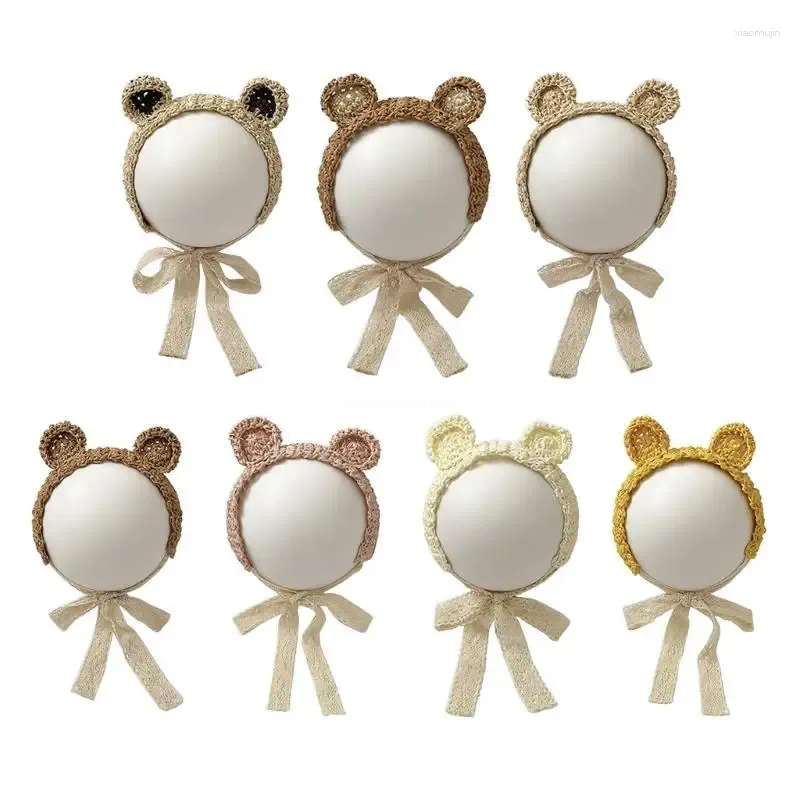 Accessoires pour cheveux, couvre-chef pour bébé, bandeau d'oreille d'ours avec détails en dentelle de paille tissée, accessoire pour petites filles, livraison directe