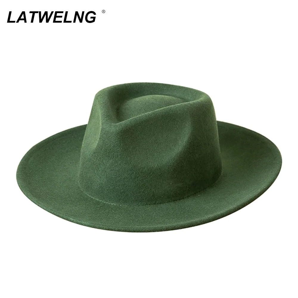 Wide Brim Hats Bucket Wholesale Women Men Wool Fedoras Colorful Solid Classic Cap Couple Panama Hat 231213