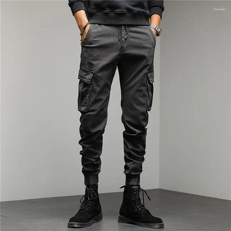 Pantalons pour hommes hiver cargo hommes multi-poches cordon doublure polaire épais chaud salopette joggers décontracté coton pantalon thermique