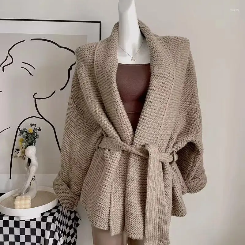 Cardigan tricoté à manches longues et col en v pour femme, pull chaud, à la mode, élégant, manteau, collection automne-hiver 2023