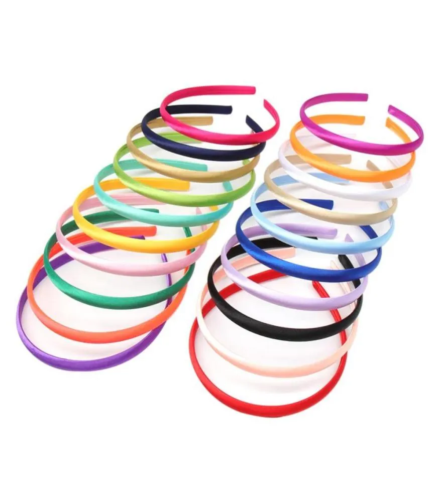 100piceslot Solid Satynowy Pałąk na głowę dla dzieci 10 mm Szerokość cukierka Kolor Fairband Hair Accessories Hair Hoop4674785