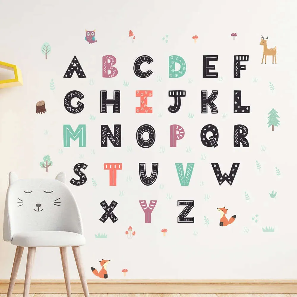 5st barn lär sig engelska ABC Letter Wall Sticker för barn rum vardagsrum klassrum vägg dekoration klistermärke