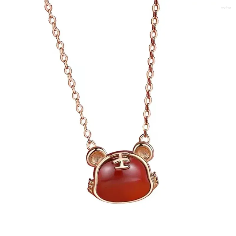 Pendant Necklaces Agate Necklace Zodiac Year Gift ( Red )