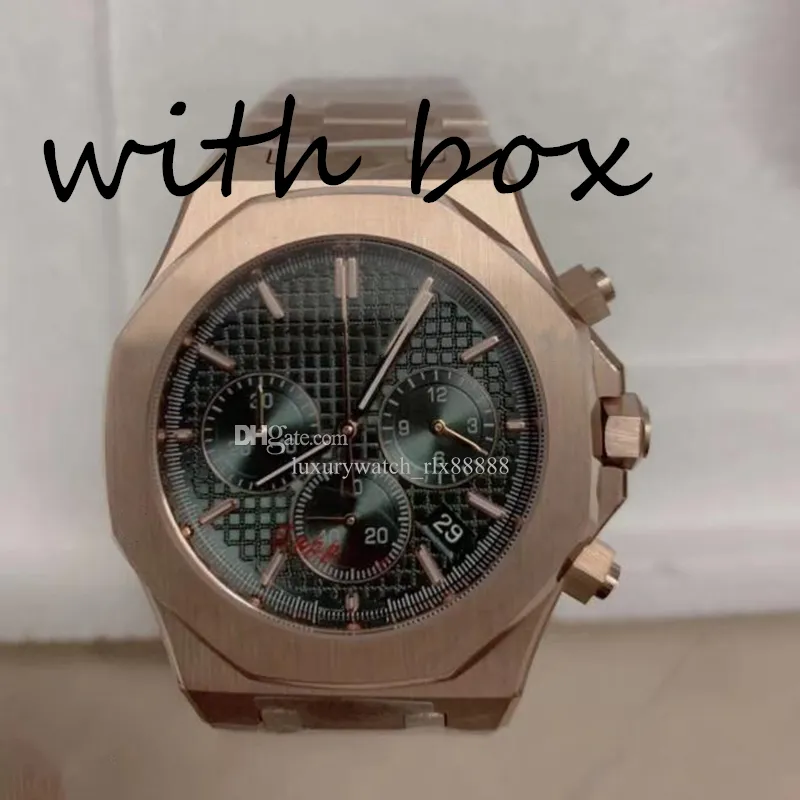 Men's Watch Quartz Movement 42mm Stainless Steel Case Watch Rose Gold Blue Case Design Casual Watch Montre De Lux VK