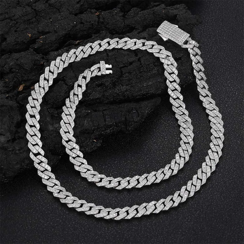 Personality 8mm Hip Hop Necklace 925 Silver Moissanite Diamond Cuban Chain for men