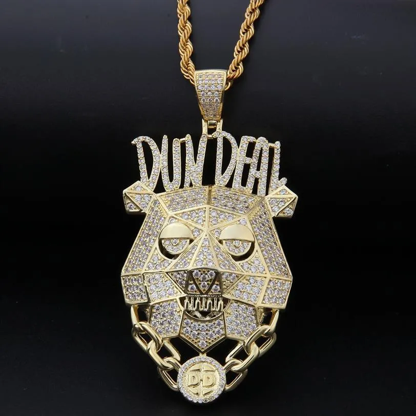 Collier pendentif Bundeal personnalisé glacé en or jaune 14 carats Micro pavé laboratoire diamant Hip Hop hommes bijoux 286z