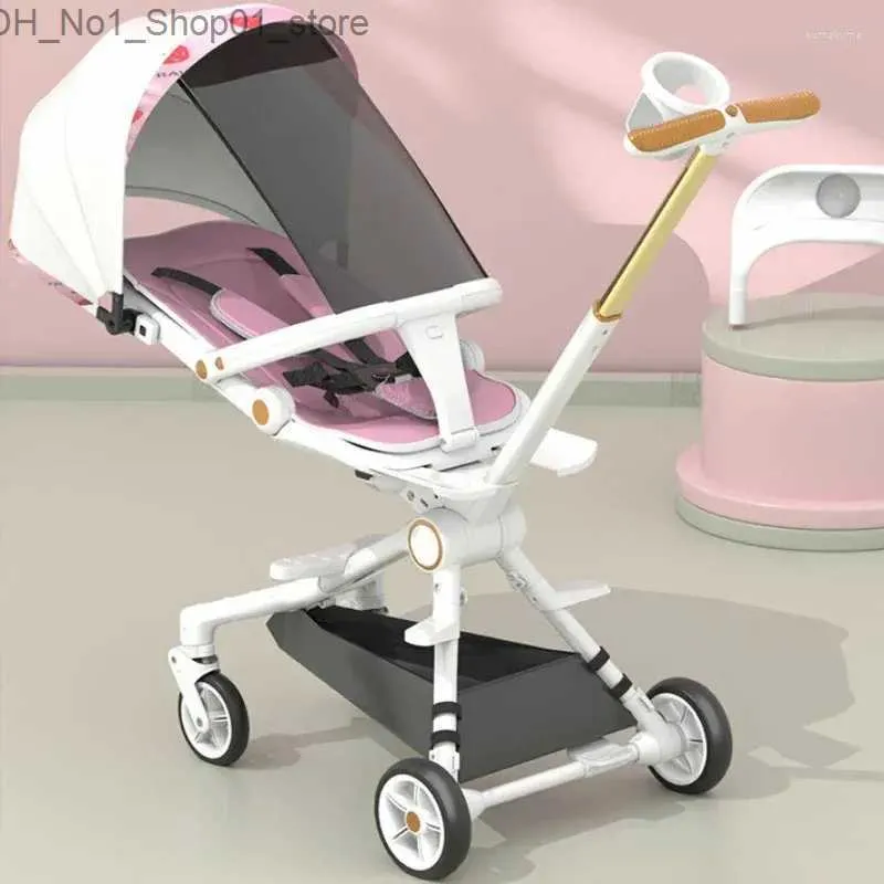 Poussettes # Poussettes Poussette multifonctionnelle pour bébé, légère et pliable, chariot de 0 à 5 ans pouvant s'asseoir à plat Q231215