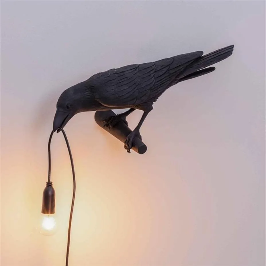 Lampes murales Lampe d'oiseau italienne LED Animal Raven Meubles Lumière Applique Salon Chambre Chevet Maison DecorWall197s