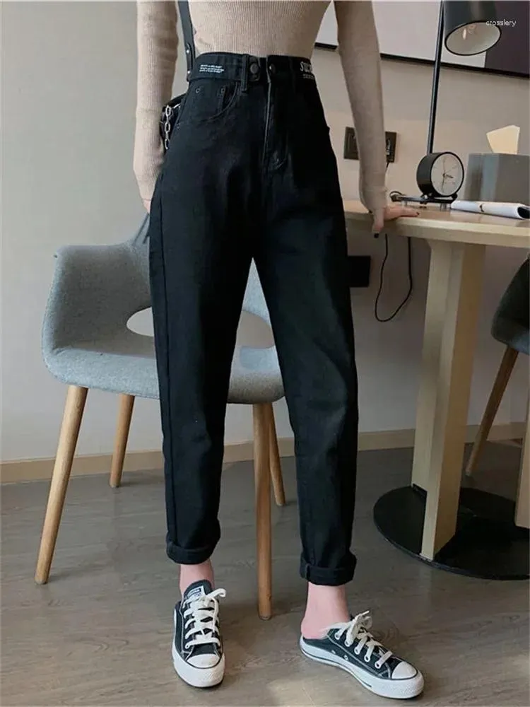 Women's Jeans Spring 2023 Womens Fashion High Waist Harem Baggy Loose Woman Denim Capris Pants Jean Mom Trousers X179