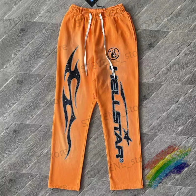 Herrbyxor gula grönt svart slips färghelstar dios röd flare sweatpants män kvinnor lapptäcke vintage jogger dragstring byxor t231216