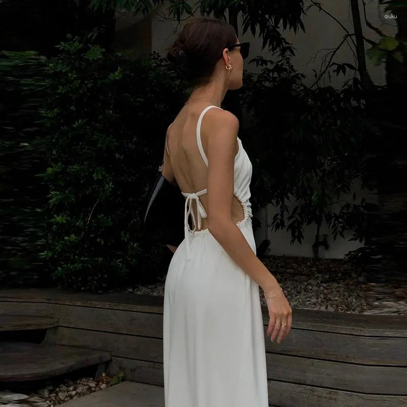 Casual Dresses Insta Well Designed Backless White Slip Dress